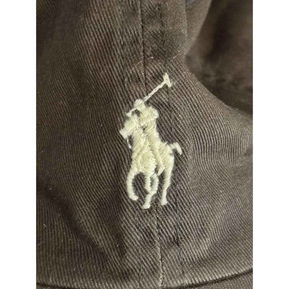 Vin Polo Ralph Lauren Brown Chino Baseball Cap Hat White Pony Strapback OSFA[Y]